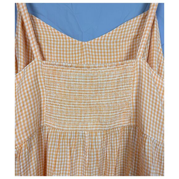 Old Navy Dress Women Gingham Check Cami Tiered Cottagecore Smocked 4X Orange New - Picture 5 of 8